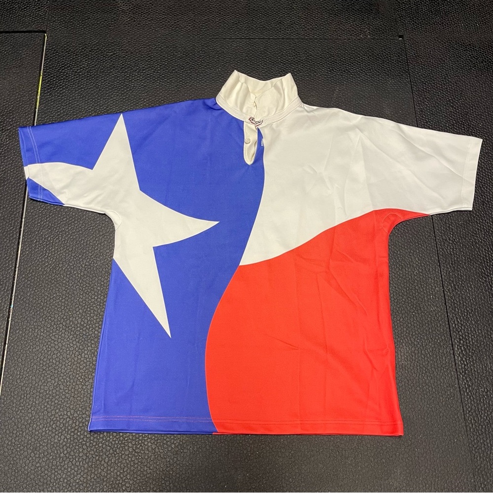 Red and White Polo Shirt with Star Design